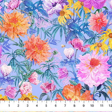 Margo from Figo-Big Bloom Blue, by the yard-