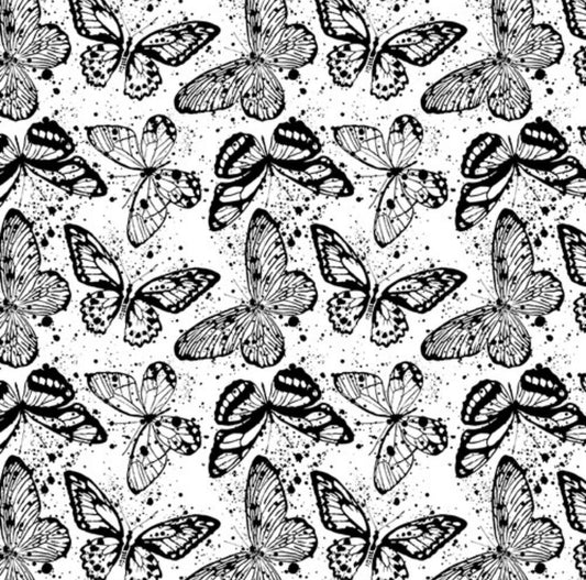 Blank quilting black & White Butterfly by the yard