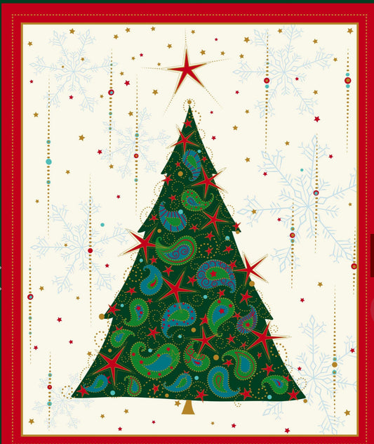 Quilting Treasures – Paisley Christmas – 35.5″ Christmas Tree Panel – Multi
