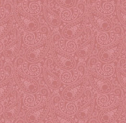 WILMINGTON PRINTS FABRICS JULIETTE ANGELA NICKEAS FLORAL Paisley Coral tone on tone