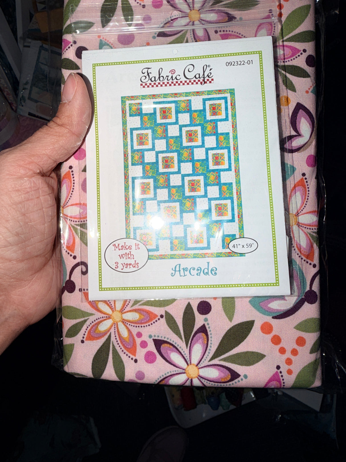 Arcade quilt Kit from JuJu’s Petals from Riley Blake. 3 yard quilt kit