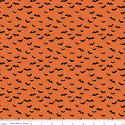 Sophisticated Halloween Bats Orange by Riley Blake sold by the yard