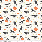 Sophisticated Halloween Vintage Crows Cream  by Riley Blake sold by the yard