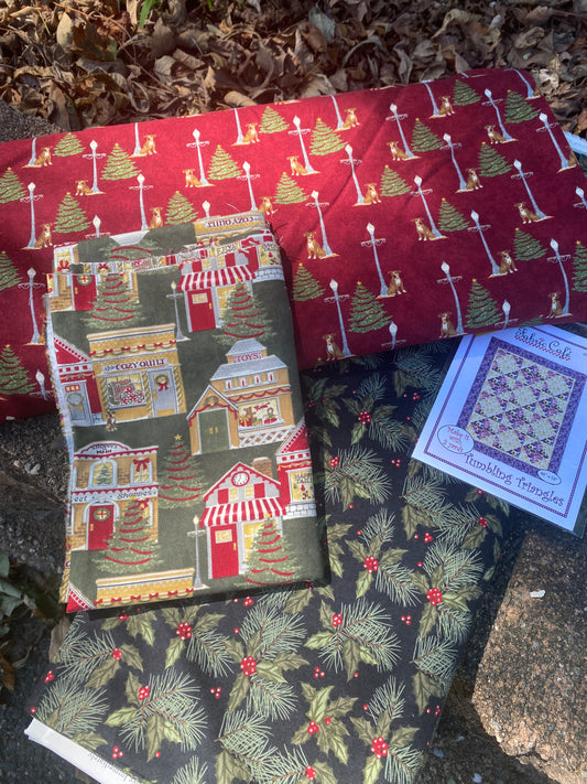 Christmas three yard quilt kit, Shoppes on main from Moda