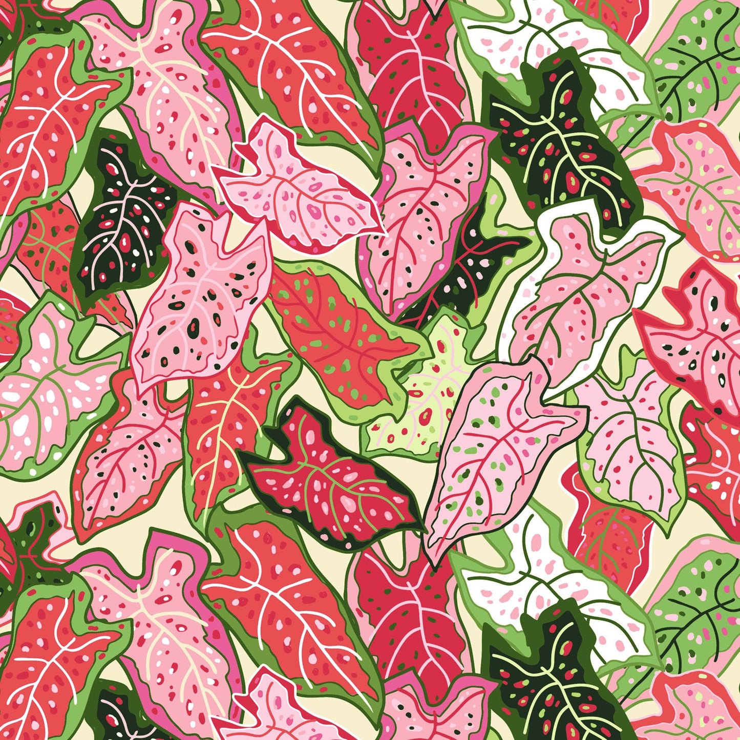 Caladium by Dandelion Fabrics, Cultivar chaos by the yard