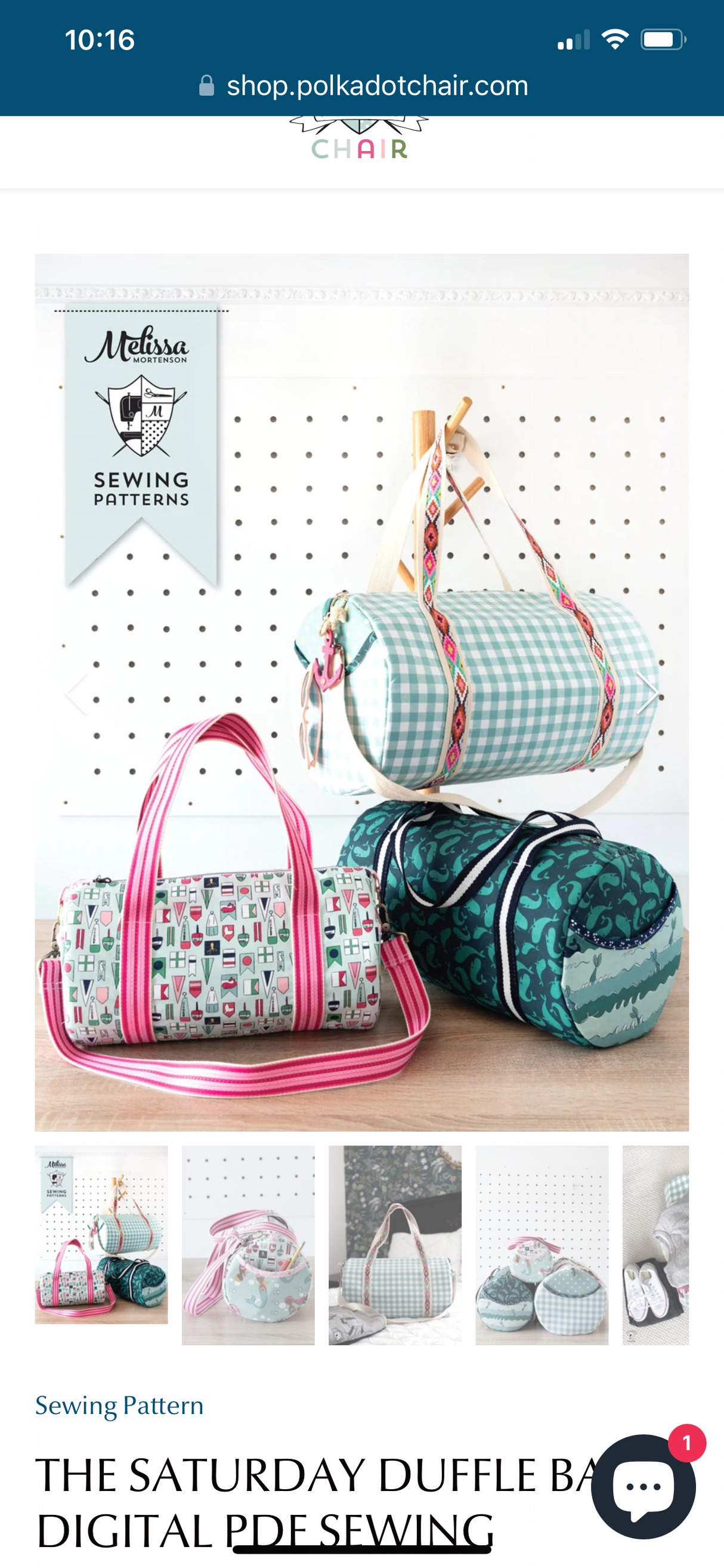 The Saturday Duffle printed pattern packet