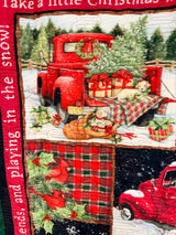 Vintage Scenes of a Red Truck Christmas Quilt 55"X48"