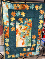 Autumn falling Whole Cloth Quilt, Shop Sample 52" X 72"