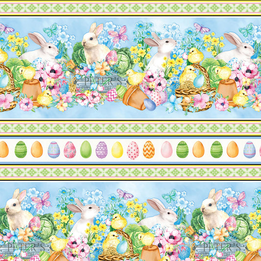Cottontail Farms border print, by the yard