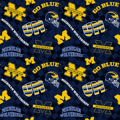 NCAA-Michigan Check Allover Cotton W43 by the yard
