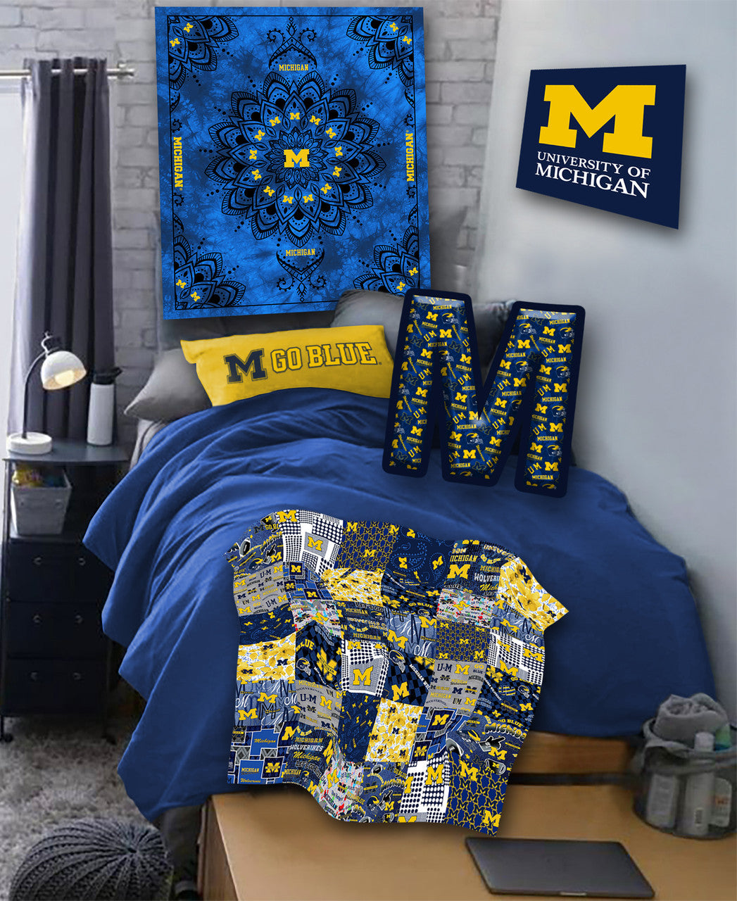 Officially Licensed Minky Fleece Michigan Wolverines Wall Tapestry and Throw Blanket-48" x 56"