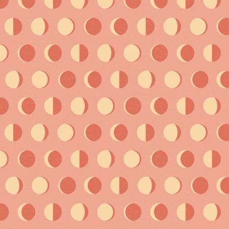 Coral Moon Phases, by the yard from Poppie Cotton-