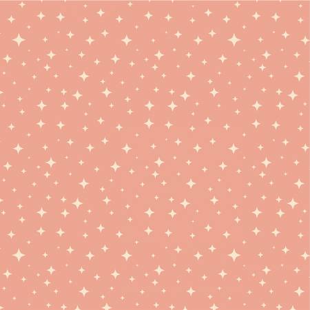 Coral Star Bright, by the yard from Poppie Cotton-