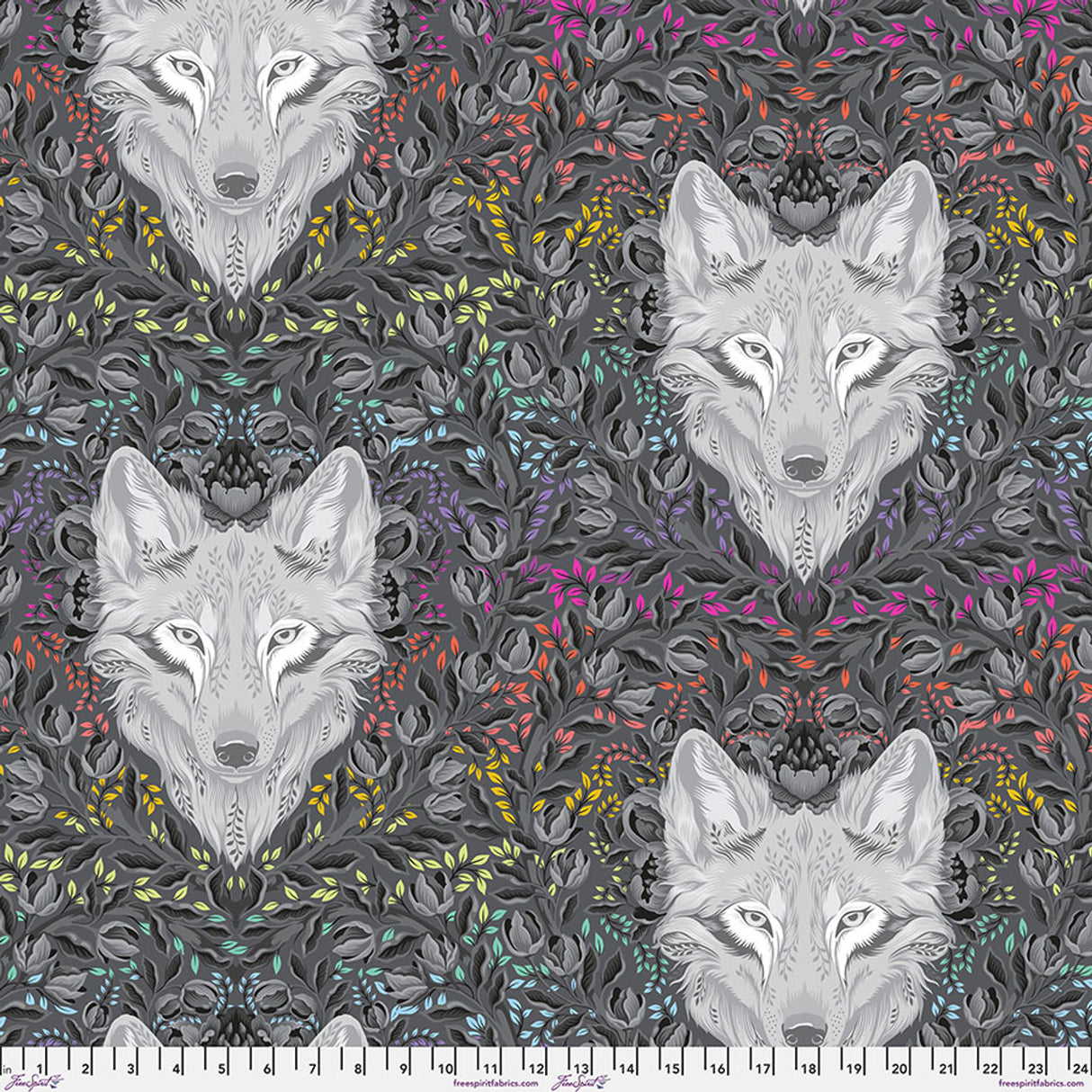 Wolf of Pink Street - Carbon || Graywork & True Colors Minky by the yard  Pre Order ships late Oct 2025