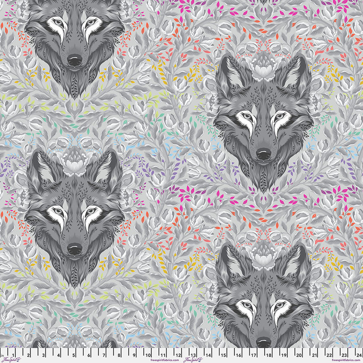Wolf of Pink Street - Fog || Graywork & True Colors Minky by the yard  Pre Order ships late Oct 2025