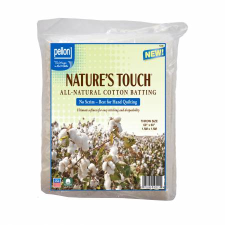 Pellon Natures Touch 100% Natural Cotton Batting Throw-Sized 60in x 60in