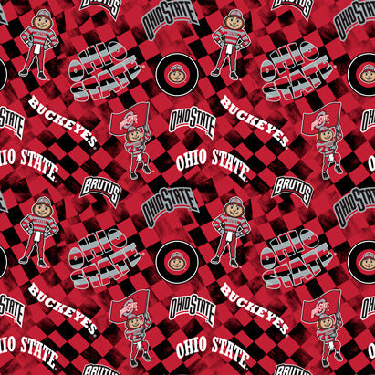NCAA-Ohio State Check Allover Cotton by the yard