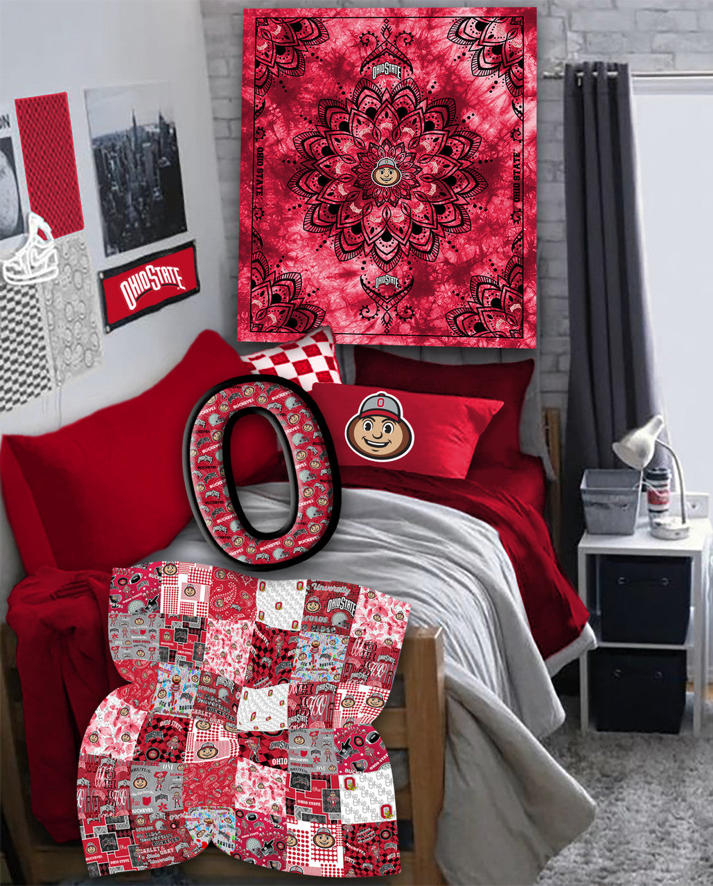 Officially Licensed Minky Fleece Ohio State Buckeyes Wall Tapestry and Throw Blanket-48" x 56"