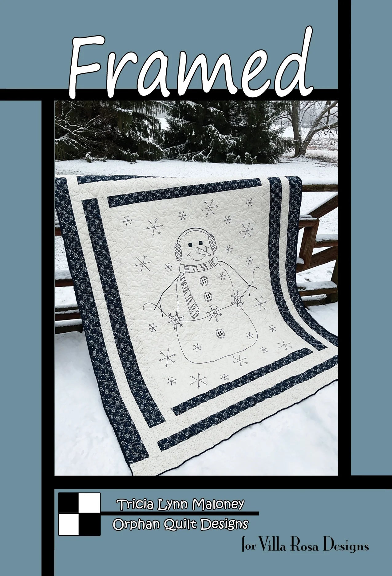 “Framed” snowman gathering quilt kit