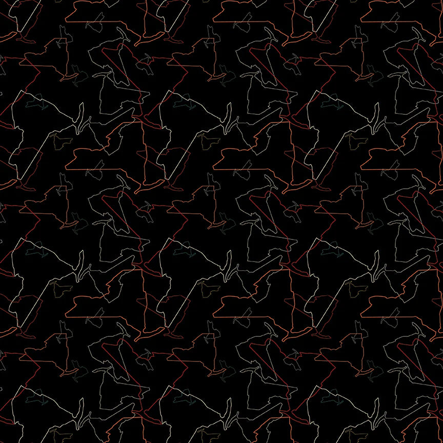 All New York Shop Hop Fabric Black New York Map Toss