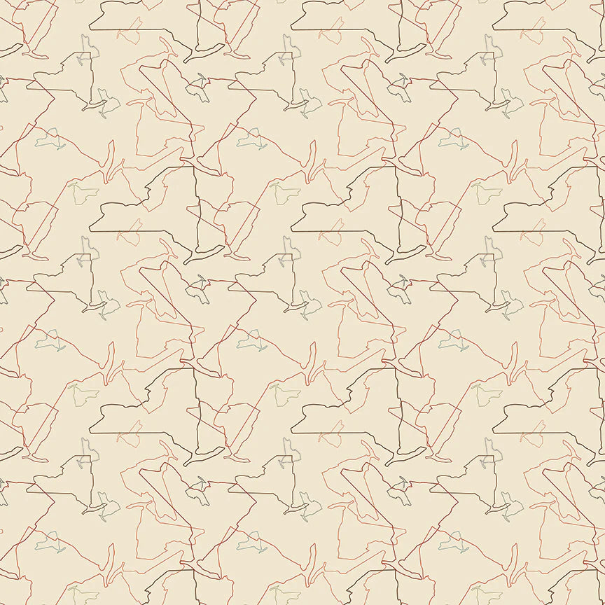 All New York Shop Hop Fabric  Cream New York Map Toss