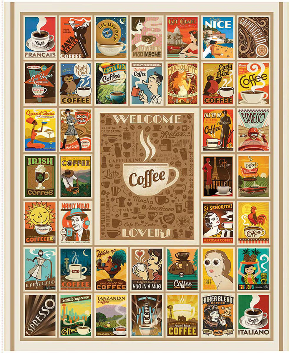 Coffee Time Welcome Coffee Lovers Panel from Riley Blake