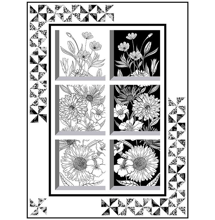 Monochrome Window quilt Kit with Northcott Ebony & Ivory