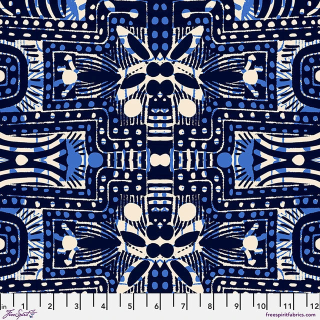 Indigo Labyrinth - Midnight || Echoes in Colour by the yard from Kitty Mcall