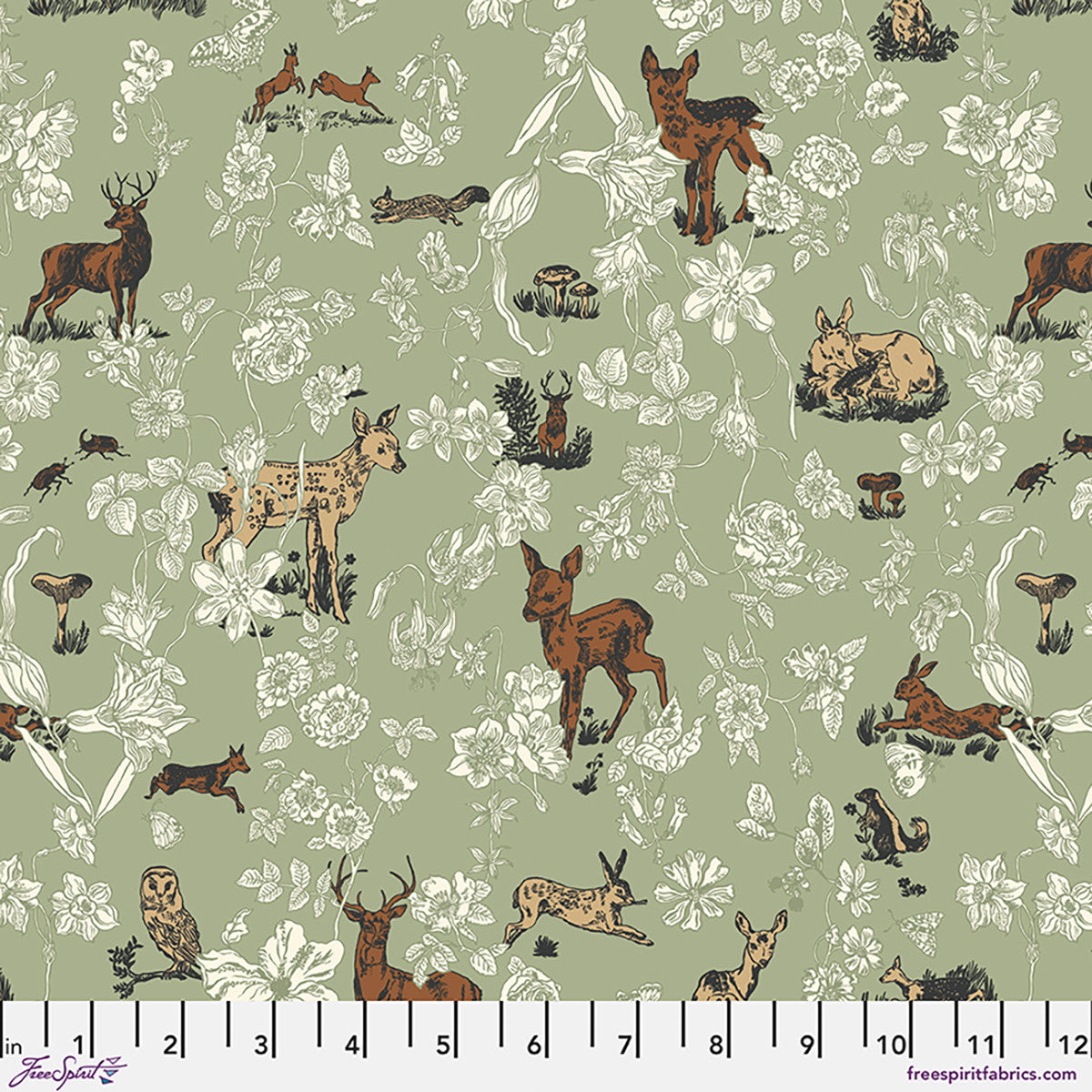 Bambi and Flowers - Mint || Last Fall in Japan by the yard from Natalie Lete