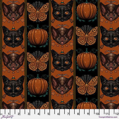 Halloween Stripe - Orange || Mystic Moonlight by the yard from Rachel Hauer