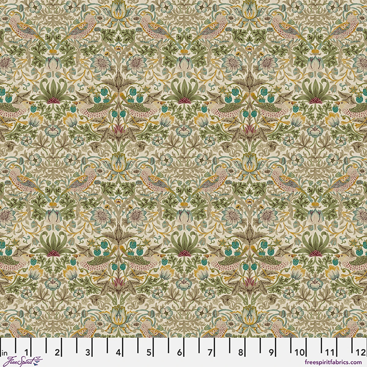 Mini Strawberry Thief - Old Gold || Lodden, by the yard from William Morris