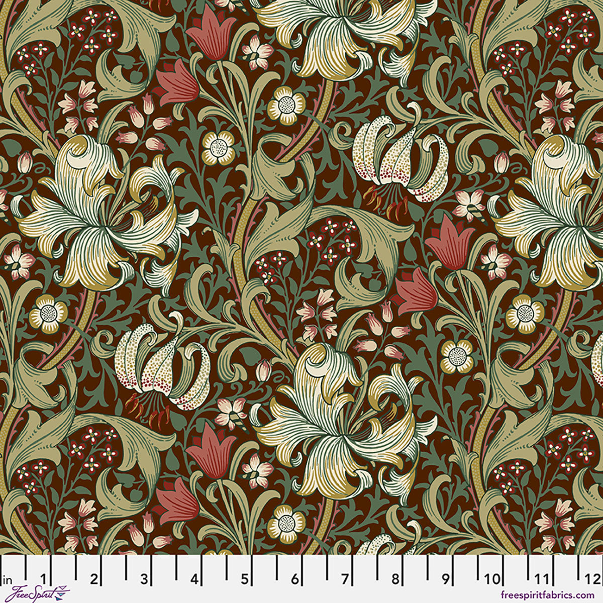 Golden Lily - Ruby || Suffolk Holiday Collection from the Original Morris & Co