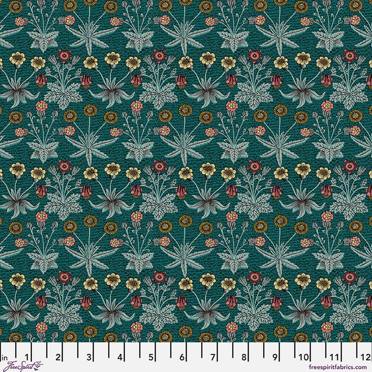 Daisy Fields - Teal || Lodden, by the yard from William Morris