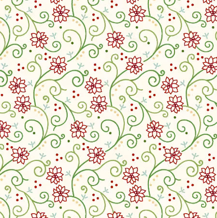 Multi Swirly Poinsettia 108in Wideback by the yard from Marcus Fabrics