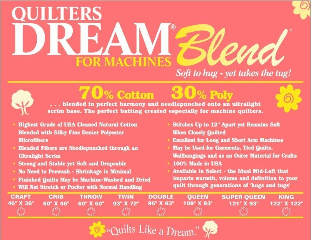 Quilter's Dream Blend for Machines Select - Midloft - 70/30 -Twin 93" x 72"