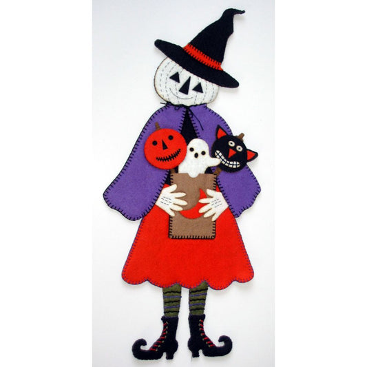 Sabrina Wool Felt Halloween Trick or Treat Pal Wool Applique Stitch Kit By Artsi2