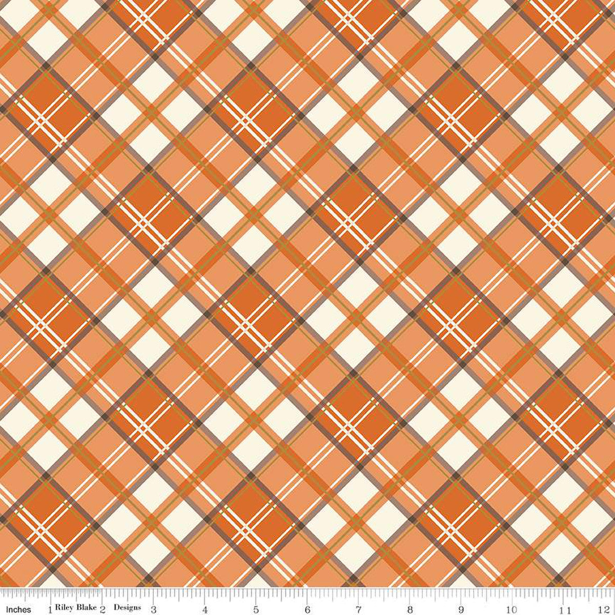 Shades of Autumn Plaid Orange Sparkle, By Riley Blake-online only