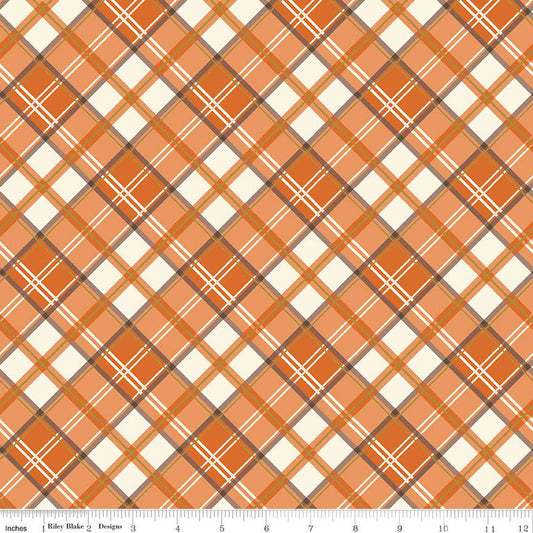 Shades of Autumn Plaid Orange Sparkle, By Riley Blake