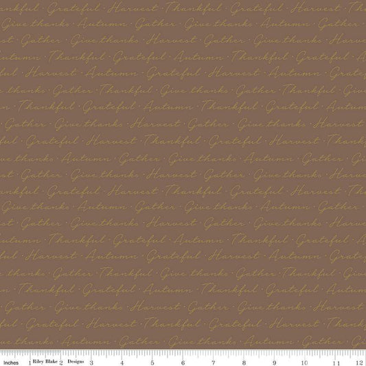 Shades of Autumn Script Brown Sparkle, By Riley Blake-