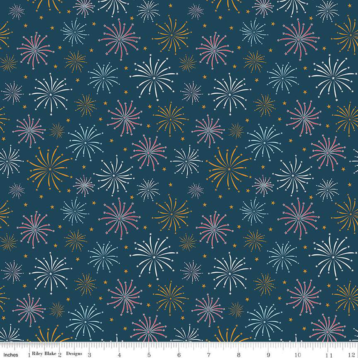 Riley Blake Sweet Freedom Fireworks Oxford Sparkle by the yard