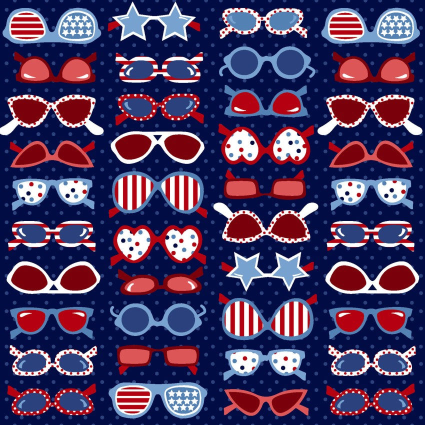 Spangled Beach, Patriotic Sunglasses by the yard