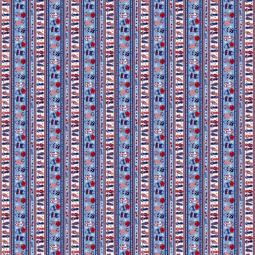 Star Spangled Beach, patriotic stripe by the yard