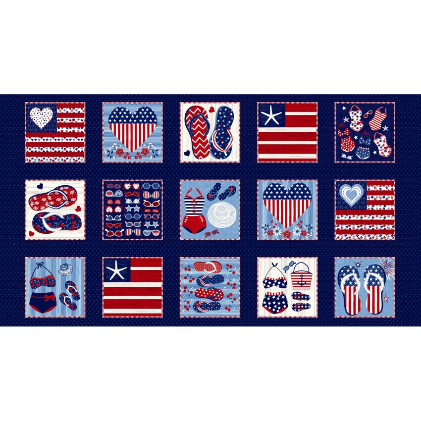 Star Spangled Beach Blocks Panel