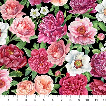 Blush By Northcott-Floral Black Multi by the yard