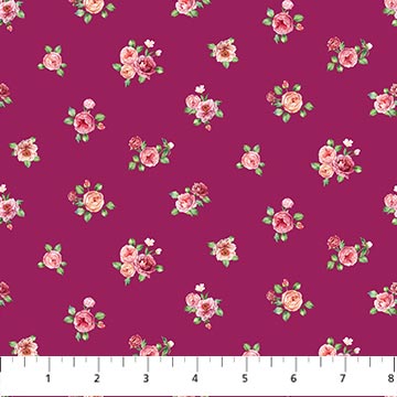 Blush By Northcott-Floral toss Magenta by the yard