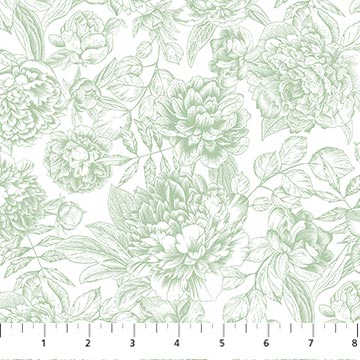 Blush By Northcott- green outline by the yard