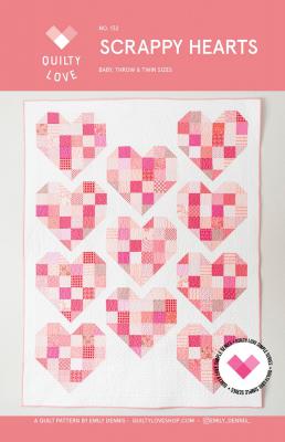 Scrappy Hearts quilt sewing pattern from Quilty Love