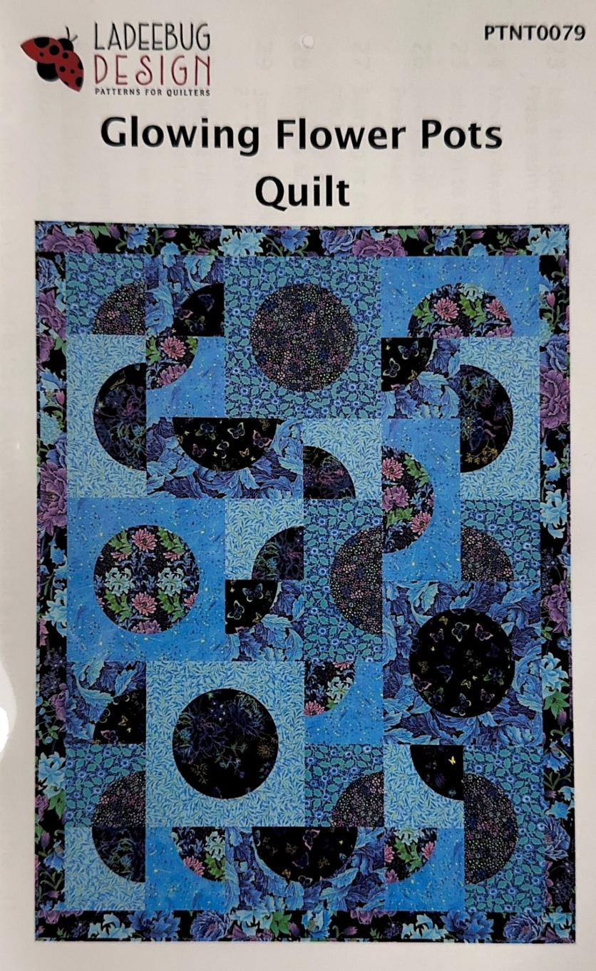 Glowing Flower Pots Quilt Printed Pattern