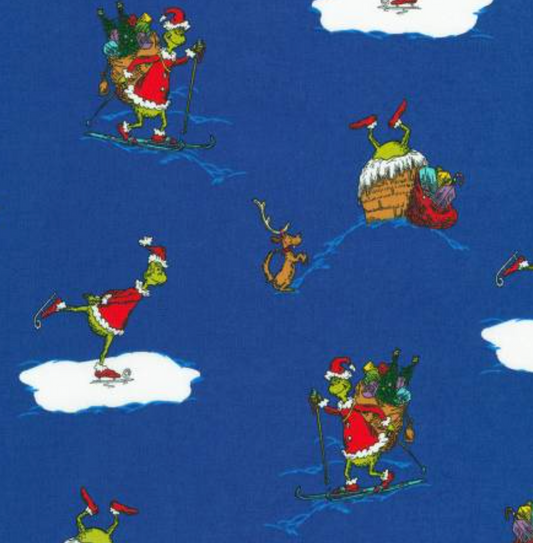Dr. Seuss How the Grinch Stole Christmas Royal Blue by the yard