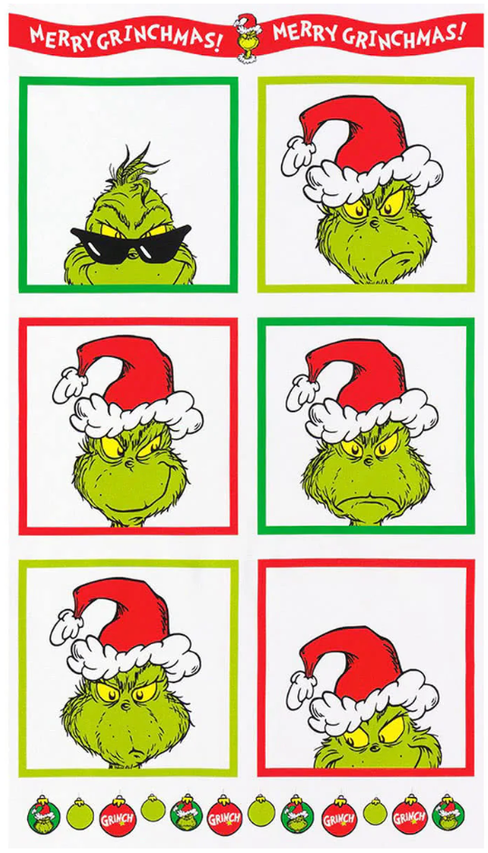 Dr. Seuss How the Grinch Stole Christmas White Block Panel